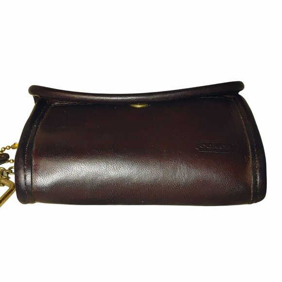 Coach Brown Leather Coin Purse Wallet Gold Keychain Attachment Snap Closure - Picture 14 of 16